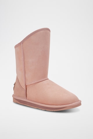 Bottes fourr&#xE9;es en cuir de mouton nubuck - Rose