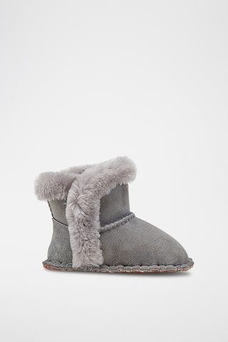 Chaussons fourrés en cuir de mouton nubuck - Gris 