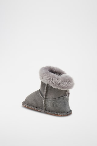 Chaussons fourrés en cuir de mouton nubuck - Gris 