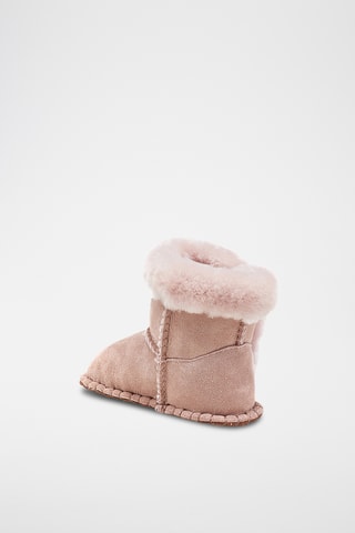 Chaussons fourrés en cuir de mouton nubuck - Rose poudré