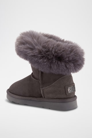 Bottines fourrées en cuir de mouton nubuck - Gris foncé