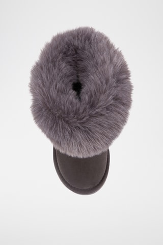 Bottines fourrées en cuir de mouton nubuck - Gris foncé