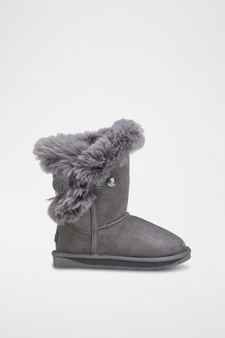 Bottines fourrées en cuir de mouton nubuck - Gris foncé