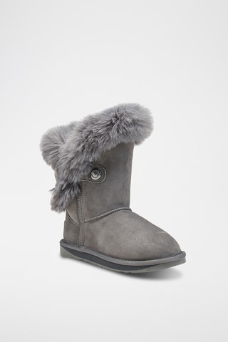 Bottines fourrées en cuir de mouton nubuck - Gris foncé