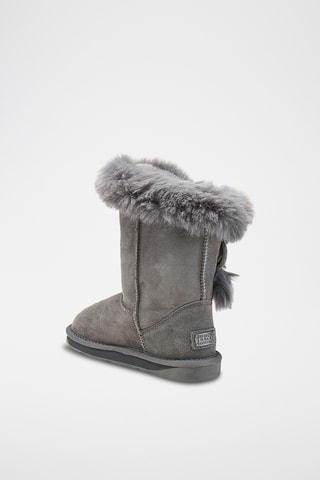 Bottines fourrées en cuir de mouton nubuck - Gris foncé