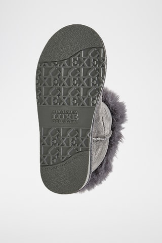 Bottines fourrées en cuir de mouton nubuck - Gris foncé