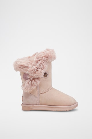 Bottines fourrées en cuir de mouton nubuck - Rose