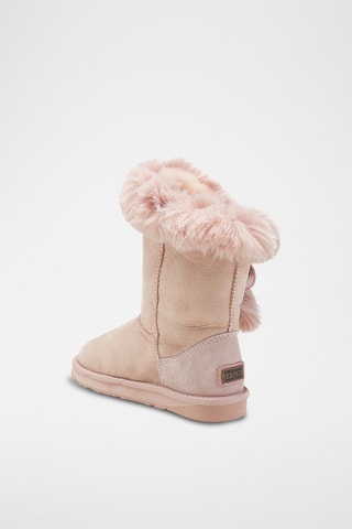 Bottines fourrées en cuir de mouton nubuck - Rose