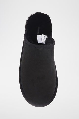 Pantoufles fourrées en cuir de mouton - Noir