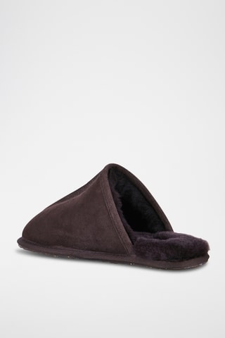 Pantoufles fourrées en cuir de mouton - Noir