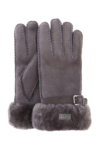 Gants en cuir de mouton nubuck - Gris foncé