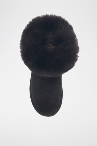 Bottines fourrées en cuir de mouton nubuck - Noir