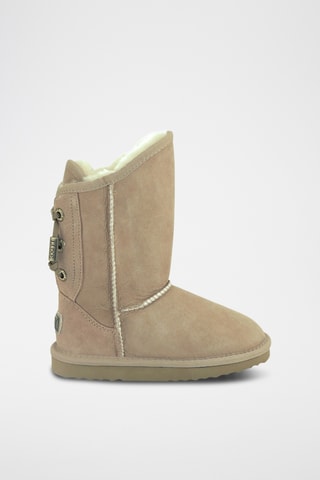 Bottines fourrées en cuir de mouton nubuck - Beige