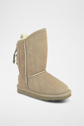 Bottines fourrées en cuir de mouton nubuck - Beige
