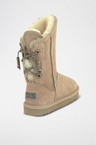 Bottines fourrées en cuir de mouton nubuck - Beige