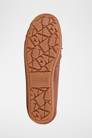 Chaussures bateau fourrées en cuir de mouton - Marron