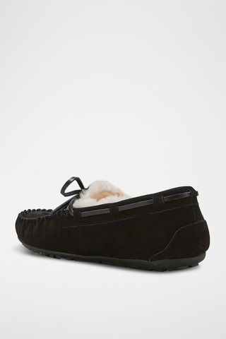 Mocassins fourr&#xE9;s en cuir de mouton nubuck - Noir