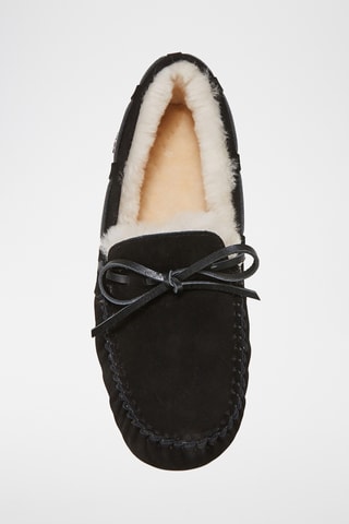 Mocassins fourr&#xE9;s en cuir de mouton nubuck - Noir