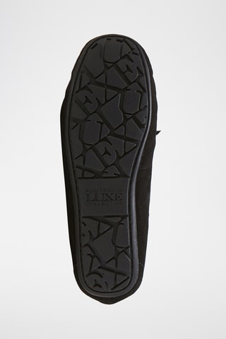 Mocassins fourr&#xE9;s en cuir de mouton nubuck - Noir