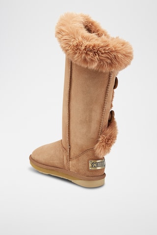 Bottes fourr&#xE9;es en cuir de mouton nubuck - Marron 