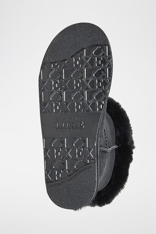 Bottes fourr&#xE9;es en cuir de mouton nubuck - Noir 