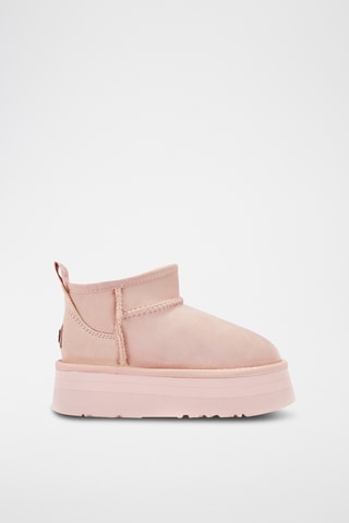 Bottines plateformes fourrées en cuir de mouton nubuck - Rose