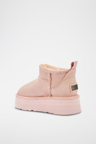 Bottines plateformes fourrées en cuir de mouton nubuck - Rose