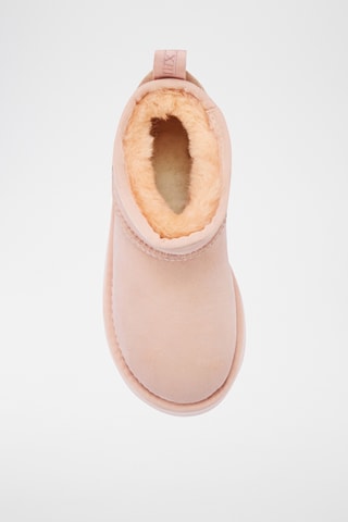 Bottines plateformes fourrées en cuir de mouton nubuck - Rose