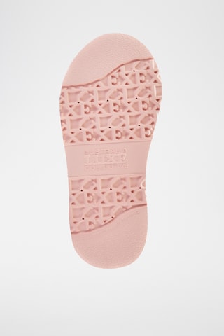 Bottines plateformes fourrées en cuir de mouton nubuck - Rose