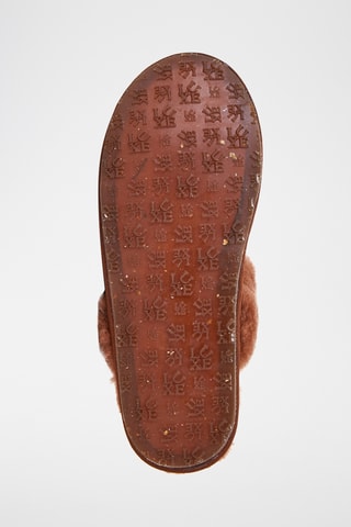 Mules fourrées en cuir de mouton - Marron