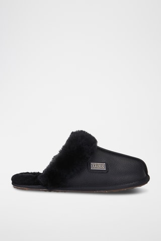 Mules fourrées en cuir de mouton - Noir