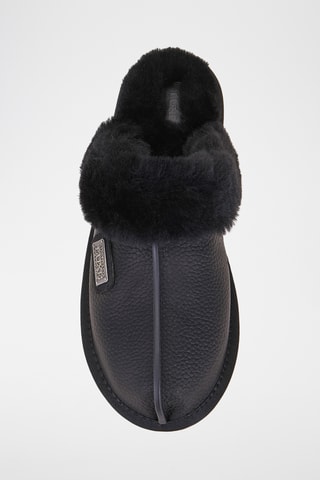 Mules fourrées en cuir de mouton - Noir