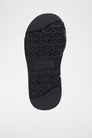 Bottines plateformes fourrées en cuir de mouton nubuck - Noir