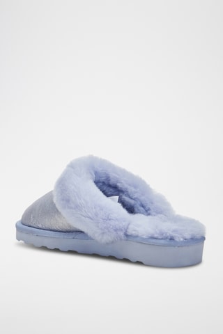 Mules fourrées en cuir de mouton - Argenté