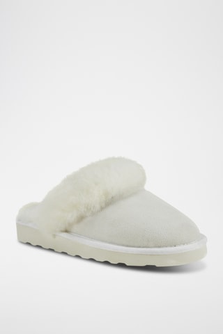Mules fourrées en cuir de mouton - Blanc