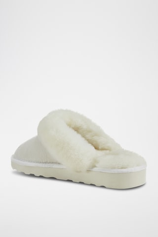 Mules fourrées en cuir de mouton - Blanc