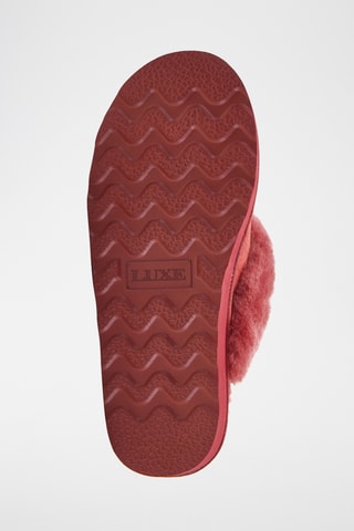 Mules fourrées en cuir de mouton - Rouge