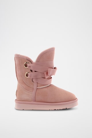 Bottines fourrées en cuir de mouton nubuck - Rose