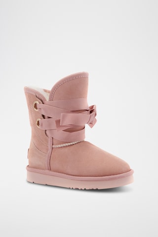 Bottines fourrées en cuir de mouton nubuck - Rose