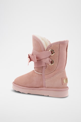 Bottines fourrées en cuir de mouton nubuck - Rose