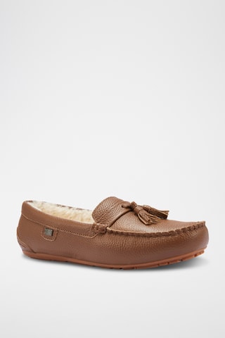 Mocassins fourrés en cuir - Marron