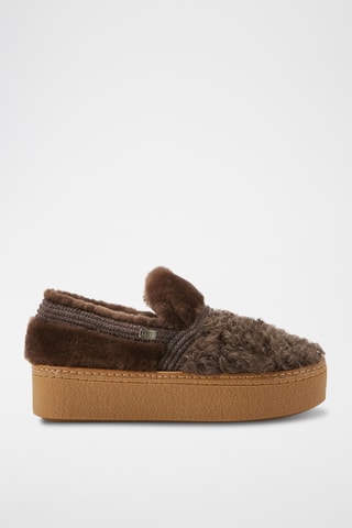 Mocassins plateformes en cuir de mouton - Marron