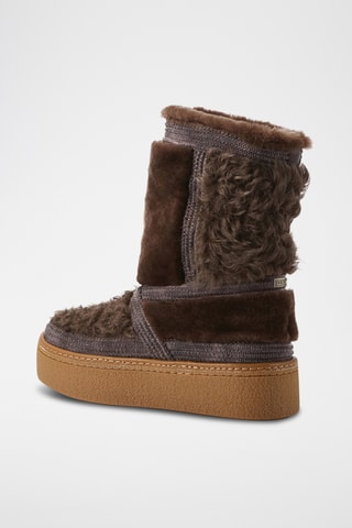 Bottines plateformes en cuir de mouton - Marron