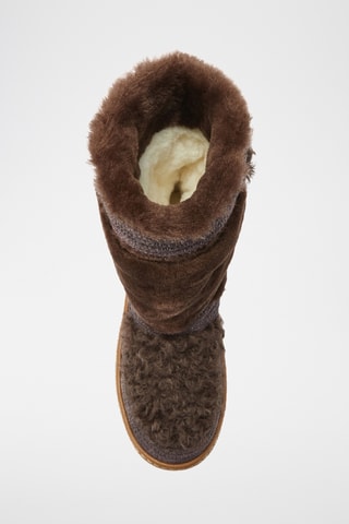 Bottines plateformes en cuir de mouton - Marron