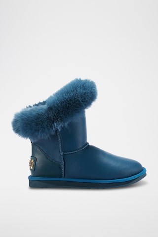 Bottines fourr&#xE9;es en cuir de mouton - Bleu p&#xE9;trole