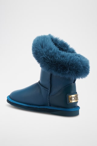 Bottines fourr&#xE9;es en cuir de mouton - Bleu p&#xE9;trole