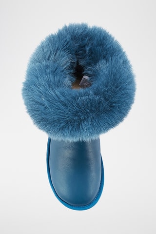 Bottines fourr&#xE9;es en cuir de mouton - Bleu p&#xE9;trole