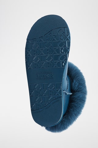 Bottines fourr&#xE9;es en cuir de mouton - Bleu p&#xE9;trole