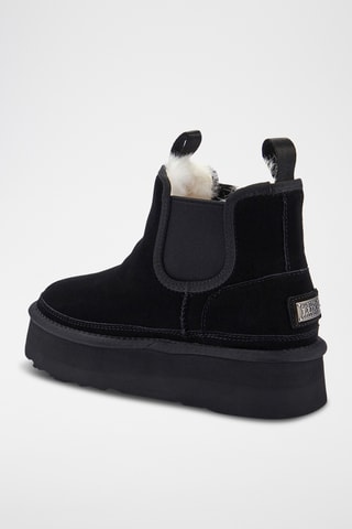 Bottines Chelsea plateformes fourr&#xE9;es en cuir de mouton nubuck - Noir