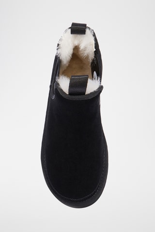 Bottines Chelsea plateformes fourr&#xE9;es en cuir de mouton nubuck - Noir